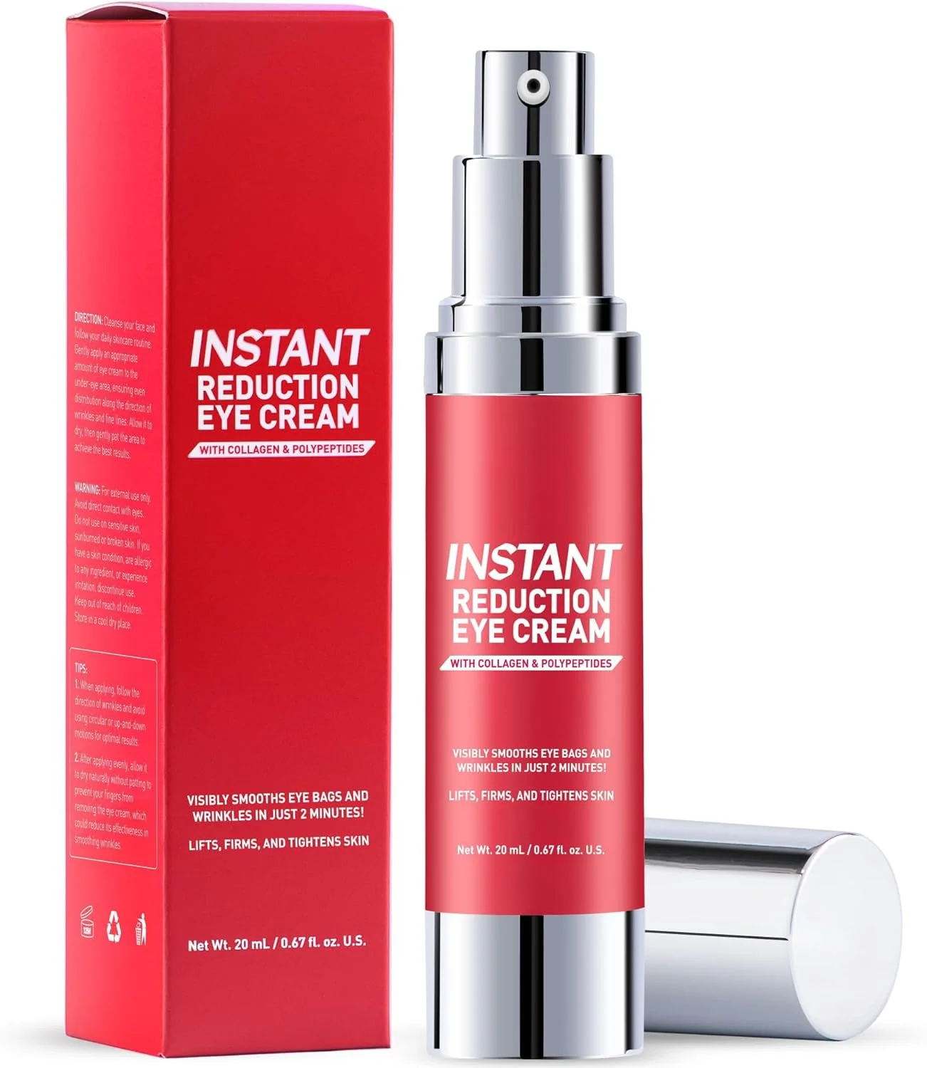 کرم صاف کننده فوری پف و چروک، فرمول غنی شده با رتینول برای رفع سیاهی و خطوط ریز زیر چشم، کرم دور چشم با عملکرد سریع برای مراسم خاص (20 میلی لیتر)