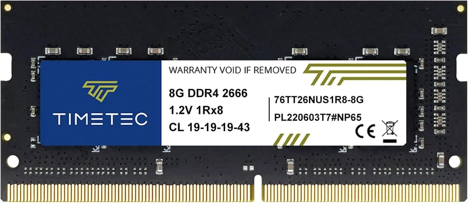 رم لپ تاپ تایمتک پریمیوم DDR4 SODIMM، ظرفیت 8 گیگابایت، سرعت 2666 مگاهرتز، تاخیر CL19 CAS، پهنای باند انتقال داده 21300 مگابایت بر ثانیه، ولتاژ 1.2، بدون بافر، غیر ECC | 76TT26NUS1R8-8G