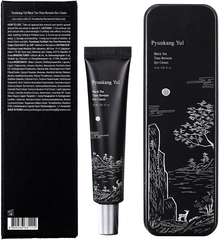 کرم دور چشم چای سیاه Pyunkang Yul برای مراقبت ضد پیری و خطوط ریز، افزایش خاصیت ارتجاعی پوست با تغذیه غنی، بدون تحریک، مراقبت از پوست کره ای (25 میلی لیتر)