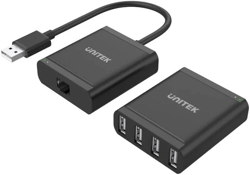 افزایش دهنده USB 2.0 چهار پورت Uniktek از طریق Cat 6/ Cat 5e