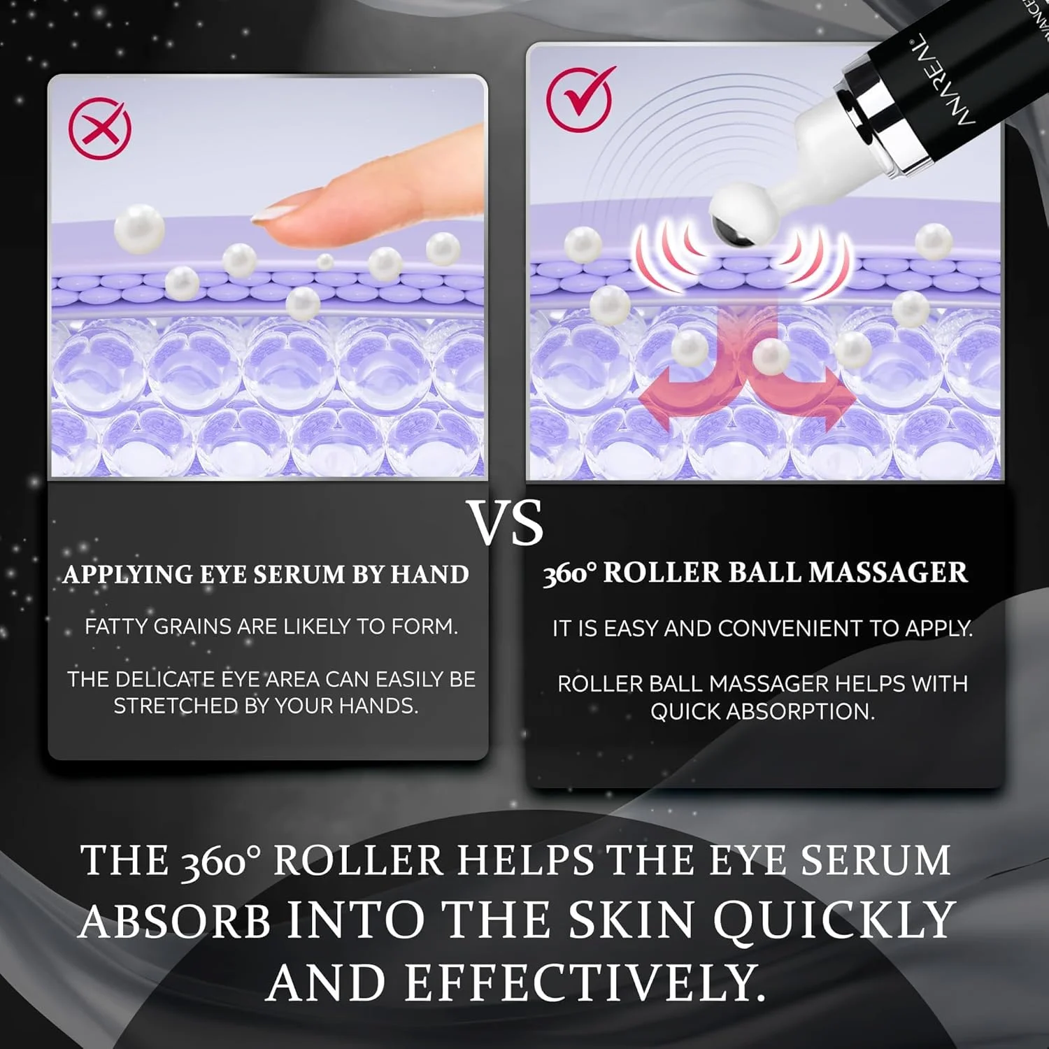 کرم کافئین، درمان تیرگی دور چشم برای پف و کیسه زیر چشم، کاهش چین و چروک و خطوط ریز، مناسب برای آقایان و بانوان، دارای توپ ماساژ 360 درجه