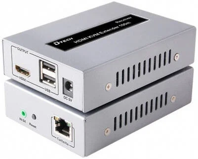 اکستندر HDMI IP KVM مدل DTECH DT-7050(AM)، رزولوشن 1920x1080@60HZ، تا 150 متر، پشتیبانی از USB 1.1، پشتیبانی از تکنولوژی بازگشت مادون قرمز IR، نقره ای | DT-7050(AM)