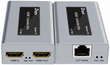 اکستندر تک کابل HDMI دی-تک DT-7053، رزولوشن 1080P @ 60 هرتز، پهنای باند 225 مگاهرتز، فاصله انتقال تا 60 متر، نقره ای | DT-7053