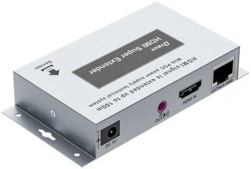 اکستندر HDMI مدل DTECH DT-7078 POC، رزولوشن تا 1080P@60Hz، سیستم تعادل خودکار، مدار محافظ الکترواستاتیک ESD داخلی، تا 100 متر، نقره ای | DT-7078