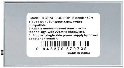 افزایش دهنده کابل تکی HDMI مدل DTECH DT-7073، رزولوشن 1080P @ 60 هرتز، پهنای باند 225 مگاهرتز، فاصله انتقال تا 50 متر، نقره ای | DT-7073
