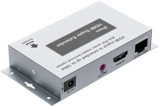 اکستندر HDMI مدل DTECH DT-7078 POC، رزولوشن تا 1080P@60Hz، سیستم تعادل خودکار، مدار محافظ الکترواستاتیک ESD داخلی، تا 100 متر، نقره ای | DT-7078