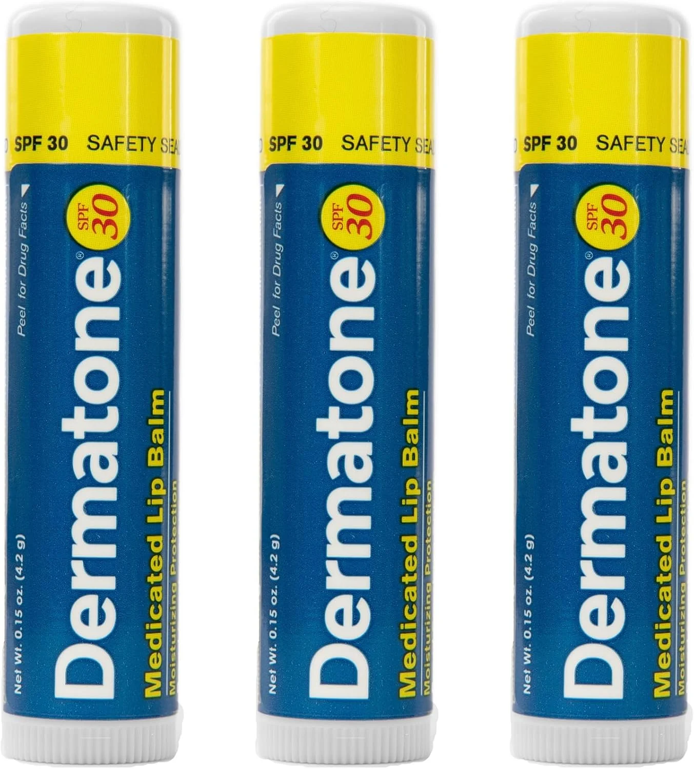 بالم لب درماتون با SPF 30 | درمانی | مرطوب کننده | حاوی کره کاکائو، آلوئه ورا، ویتامین E | تسکین دهنده و ترمیم کننده لب های ترک خورده | بسته 3 عددی