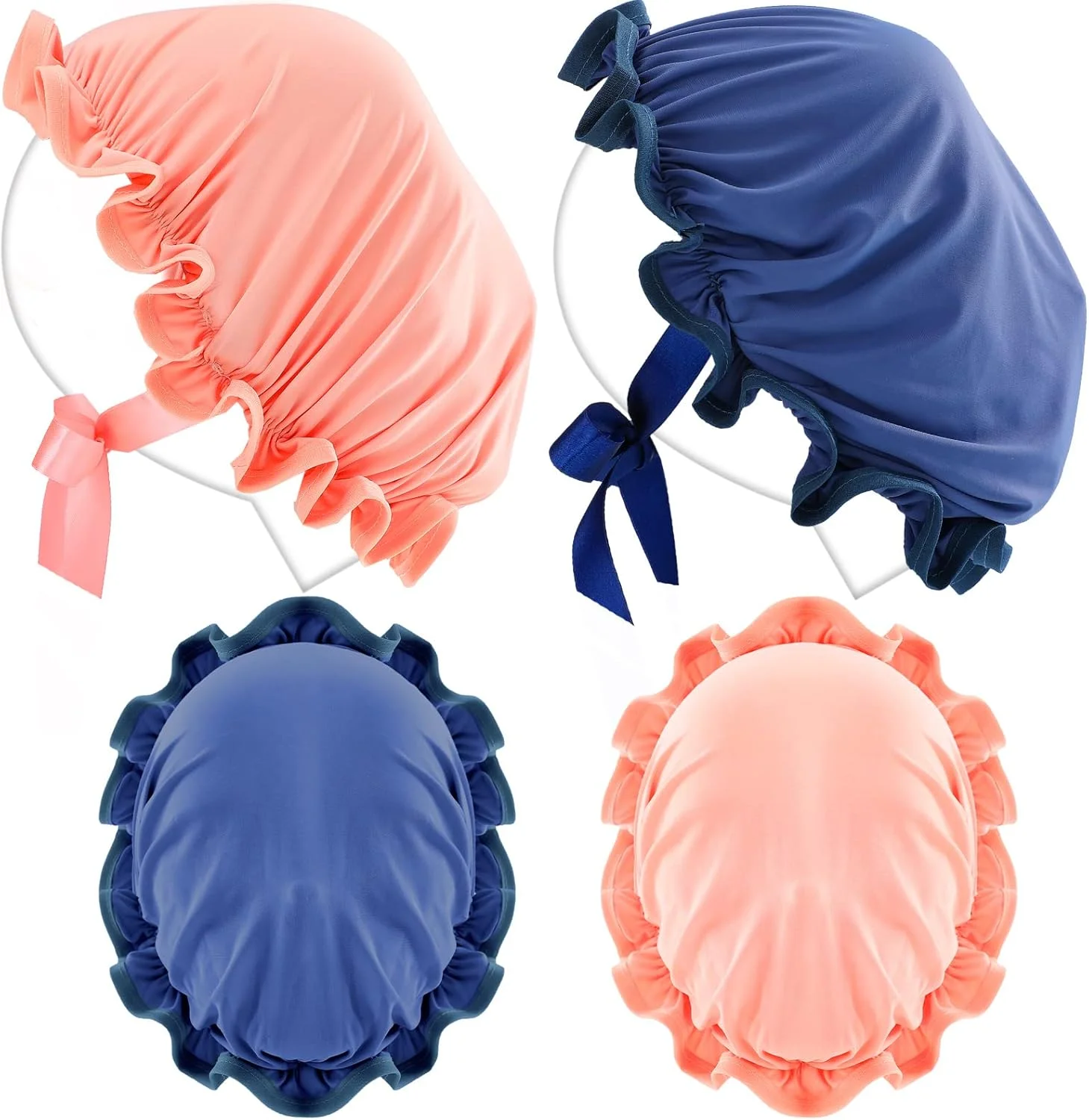 جیگووا، ۴ عدد پوشش صورت برای محافظت در برابر اشعه ماوراء بنفش، ماسک صورت برنزه کننده، کلاه محافظ مو برای برنزه کردن، کلاه توری محافظ مو برای زنان و دختران، مناسب سالن، آبی و صورتی، ۱۵x۱۱ سانتی متر