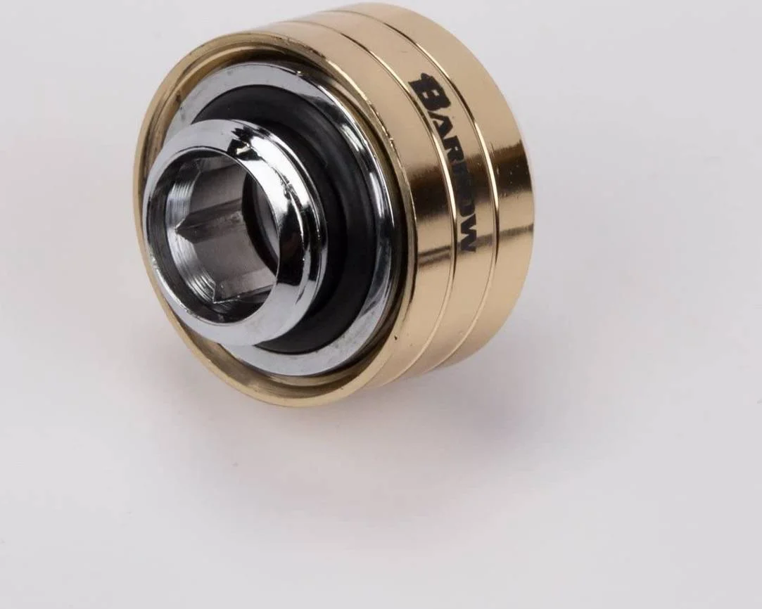 اتصال فشاری لوله سخت بارو G1/4" به 14 میلی‌متر، برنج با روکش نیکل با کیفیت بالا، پرداخت صاف، بسته 4 عددی، طلایی | TR-TLGYKN14P