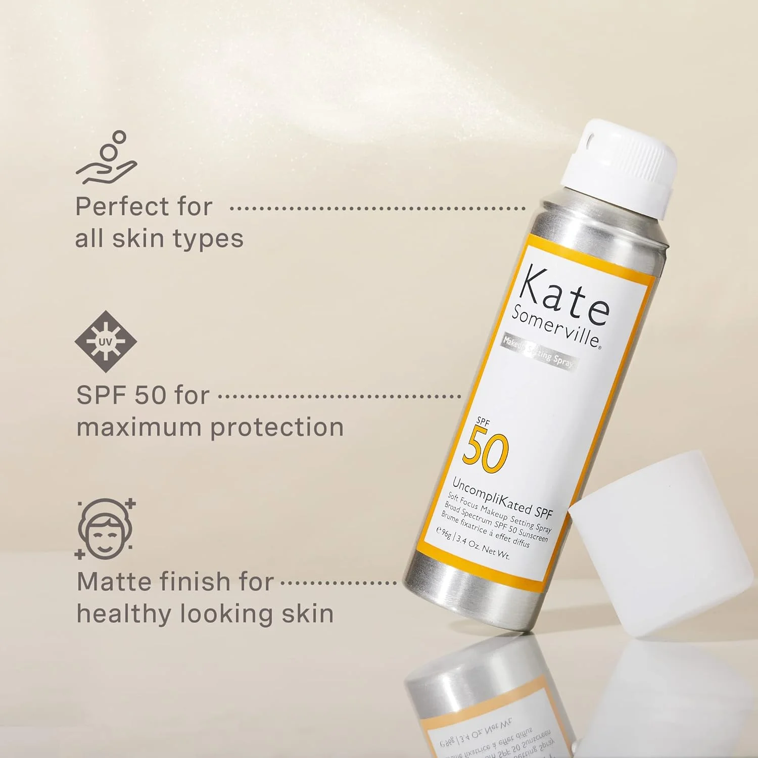 اسپری فیکس آرایش کیت سامرویل با SPF 50 (100 میلی لیتر) اسپری فیکس آرایش کیت سامرویل با SPF 50 (100 میلی لیتر)