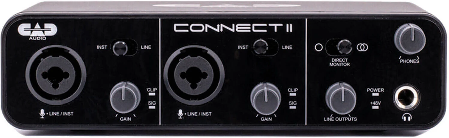 اینترفیس صوتی CAD AUDIO CX-2 USB-C، 1 پری امپ میکروفون/لاین، تبدیل AD/DA 24 بیتی / 96 کیلوهرتز، 48 ولت، تغذیه از طریق USB، 1 خروجی هدفون، 2 خروجی مانیتور، مشکی | CX2