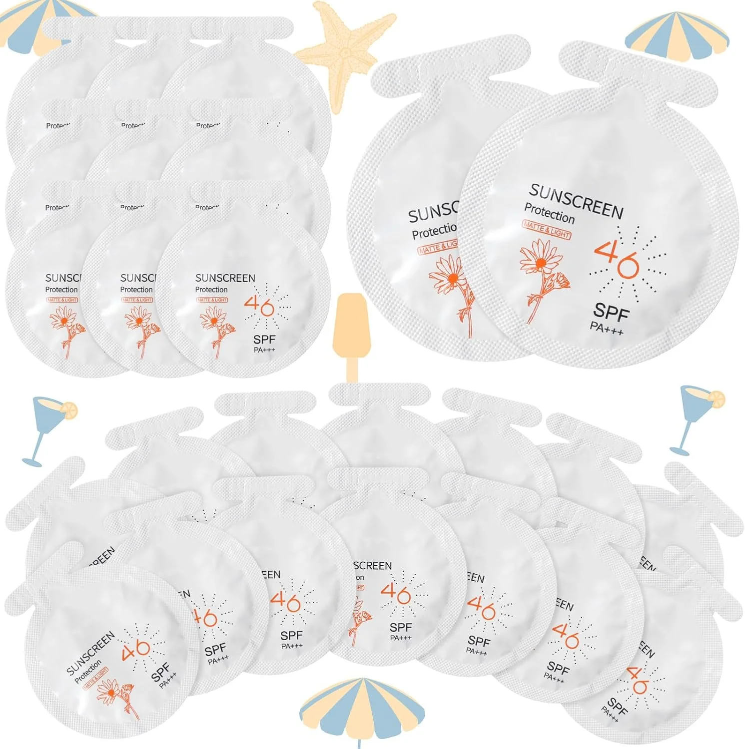 150 عدد کرم ضد آفتاب مسافرتی کوچک، SPF 46+، هدیه مهمانی تابستانی برای خانم ها و دختران