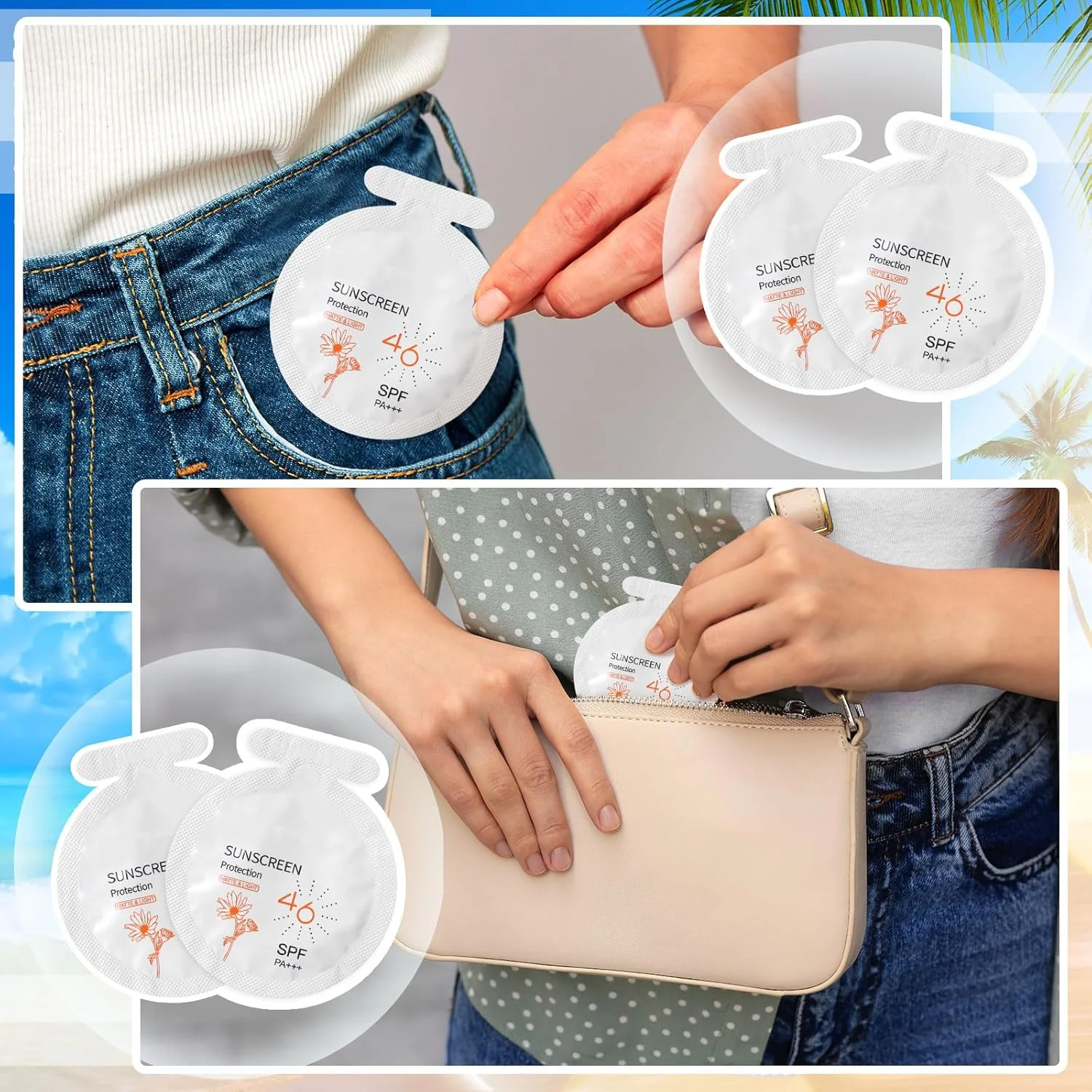 150 عدد کرم ضد آفتاب مسافرتی کوچک، SPF 46+، هدیه مهمانی تابستانی برای خانم ها و دختران