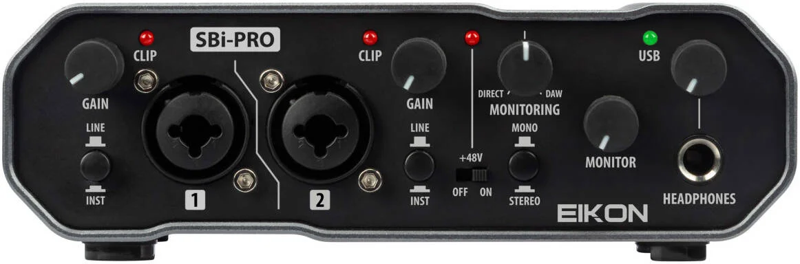 اینترفیس صوتی USB ایکون EKSBIPRO 192khz، XLR مادگی، نوع بالانس، 2 ورودی XLR/TRS با سوییچ HI-Z، پری امپ های میکروفون با کیفیت بالا با دامنه دینامیکی گسترده، تغذیه از طریق USB | EKSBIPRO