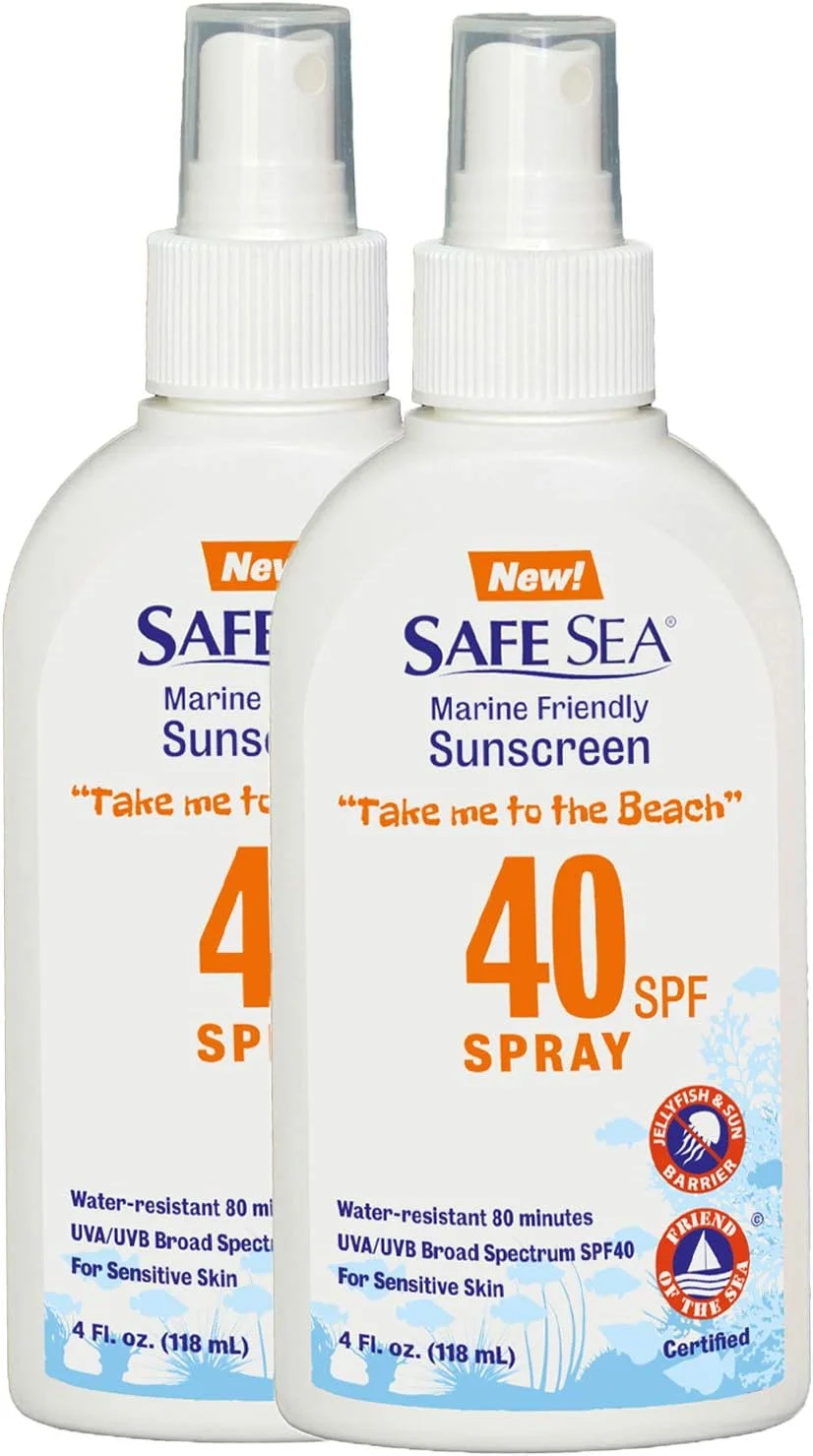 لوسیون محافظتی ضد نیش عروس دریایی سیف سی - اسپری SPF40 - ضد آفتاب ضد حساسیت دافع عروس دریایی و شپش (بطری 118 میلی لیتری، بسته 2 عددی)