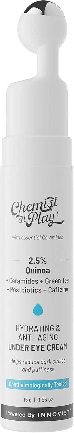 کرم دور چشم Chemist at Play حاوی 2% Revital Eye و عصاره کینوا برای سیاهی دور چشم، پف، چروک، خطوط پنجه کلاغی، سبک، آبرسان، سرامیدهای گیاهی، 100% وگان، استفاده آسان - 20 گرم کرم دور چشم Chemist at Play حاوی 2% Revital Eye و عصاره کینوا برای سیاهی دور چشم، پف، چروک، خطوط پنجه کلاغی، سبک، آبرسان، سرامیدهای گیاهی، 100% وگان، استفاده آسان - 20 گرم