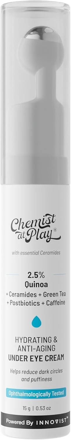 کرم دور چشم Chemist at Play حاوی 2% Revital Eye و عصاره کینوا برای سیاهی دور چشم، پف، چروک، خطوط پنجه کلاغی، سبک، آبرسان، سرامیدهای گیاهی، 100% وگان، استفاده آسان - 20 گرم کرم دور چشم Chemist at Play حاوی 2% Revital Eye و عصاره کینوا برای سیاهی دور چشم، پف، چروک، خطوط پنجه کلاغی، سبک، آبرسان، سرامیدهای گیاهی، 100% وگان، استفاده آسان - 20 گرم