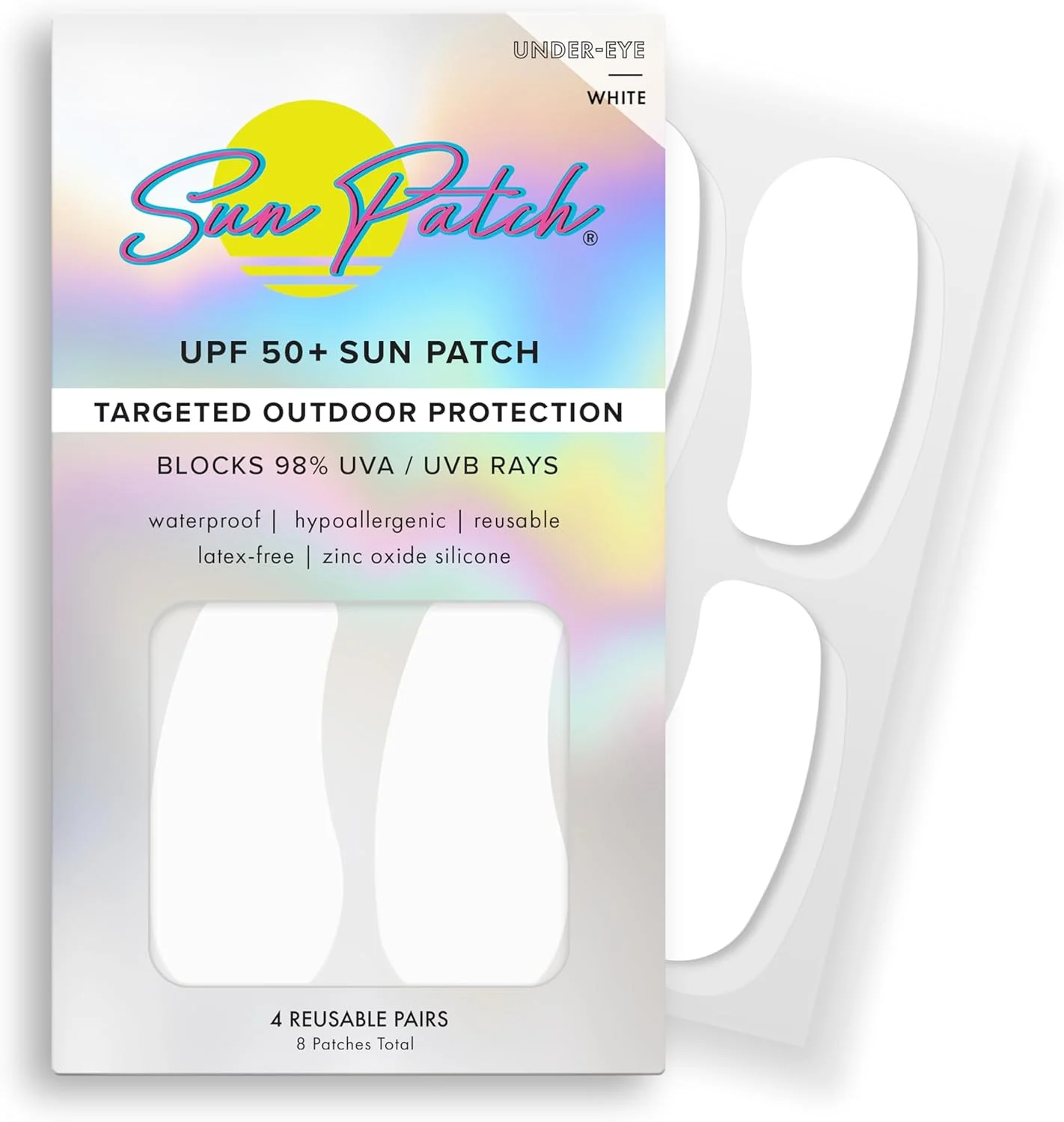 پد ضد آفتاب، پدهای ضد آفتاب زیر چشم قابل استفاده مجدد، پدهای ضد آفتاب زیر چشم 100% سیلیکونی برای محافظت در برابر اشعه ماوراء بنفش، استیکرهای صورت با UPF 50، 1 بسته/4 جفت، سفید پد ضد آفتاب، پدهای ضد آفتاب زیر چشم قابل استفاده مجدد، پدهای ضد آفتاب زیر چشم 100% سیلیکونی برای محافظت در برابر اشعه ماوراء بنفش، استیکرهای صورت با UPF 50، 1 بسته/4 جفت، سفید