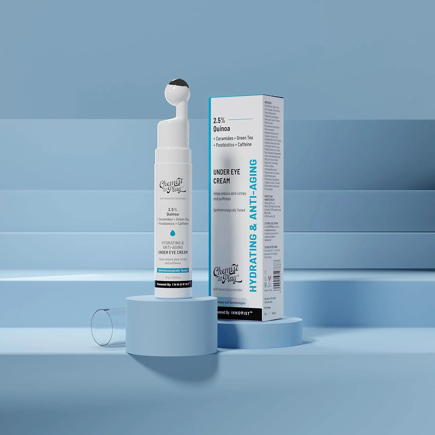 کرم دور چشم Chemist at Play حاوی 2% Revital Eye و عصاره کینوا برای سیاهی دور چشم، پف، چروک، خطوط پنجه کلاغی، سبک، آبرسان، سرامیدهای گیاهی، 100% وگان، استفاده آسان - 20 گرم کرم دور چشم Chemist at Play حاوی 2% Revital Eye و عصاره کینوا برای سیاهی دور چشم، پف، چروک، خطوط پنجه کلاغی، سبک، آبرسان، سرامیدهای گیاهی، 100% وگان، استفاده آسان - 20 گرم