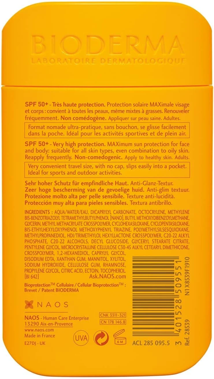 فلوئید ضد آفتاب بایودرما فتودرم مکس آکوا +SPF 50 با اثر مات کننده و بافت خشک، مناسب برای حمل در سفر، 30 میلی لیتر