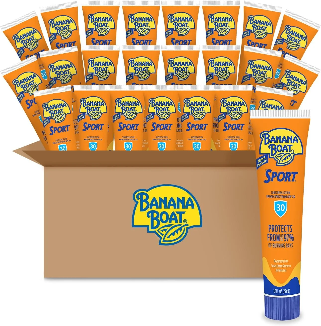 لوسیون ضد آفتاب ورزشی Banana Boat با عملکرد ورزشی، SPF 30، حجم 30 میلی لیتر (بسته 24 عددی)