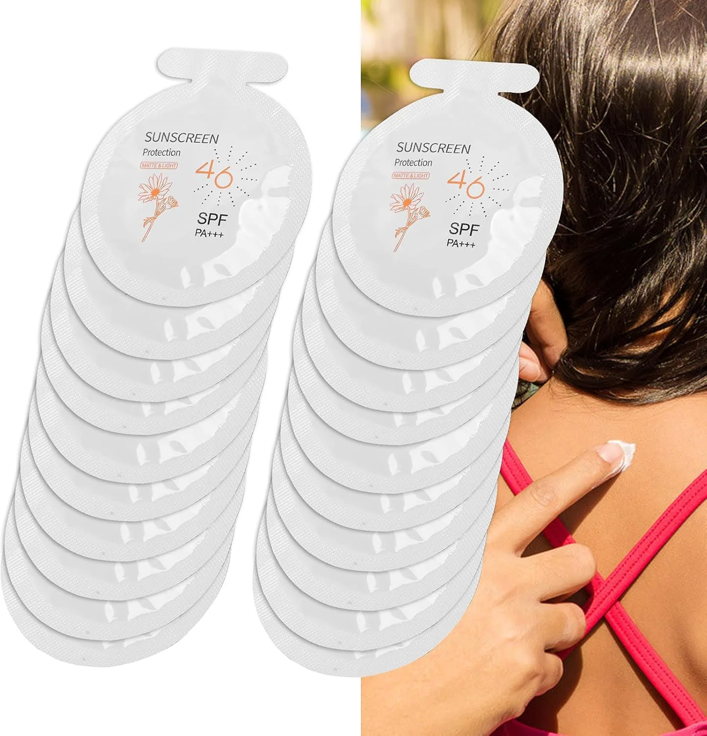 بسته 20 عددی ضد آفتاب Gegong، ضد آفتاب مرطوب کننده SPF46 PA+++، ضد آفتاب 3 میلی لیتری صورت و بدن، ضد آفتاب مرطوب کننده مناسب برای اکثر پوست ها، ضد آفتاب قابل حمل مقاوم در برابر آب برای ورزش