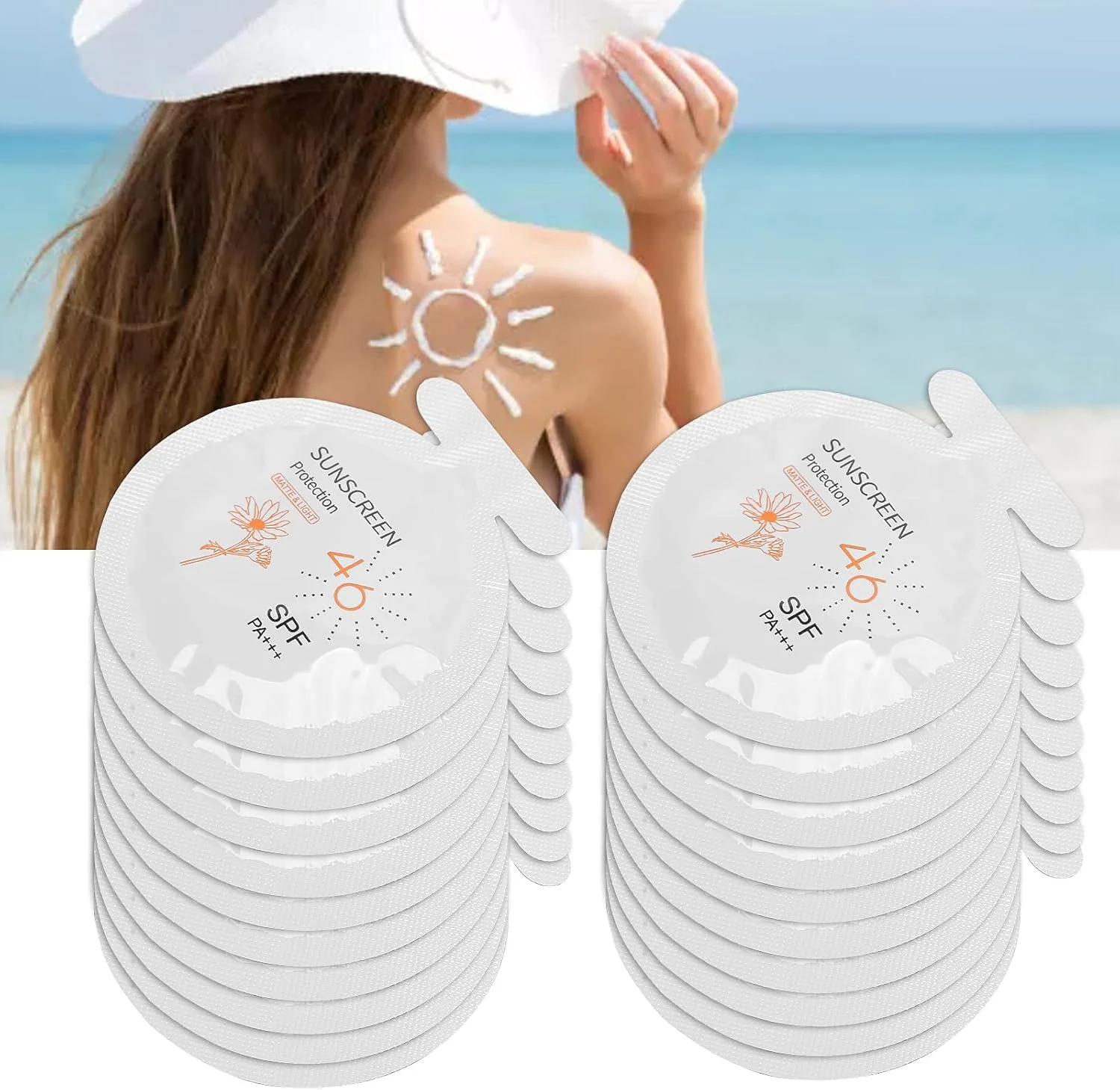 بسته 20 عددی ضد آفتاب Gegong، ضد آفتاب مرطوب کننده SPF46 PA+++، ضد آفتاب 3 میلی لیتری صورت و بدن، ضد آفتاب مرطوب کننده مناسب برای اکثر پوست ها، ضد آفتاب قابل حمل مقاوم در برابر آب برای ورزش