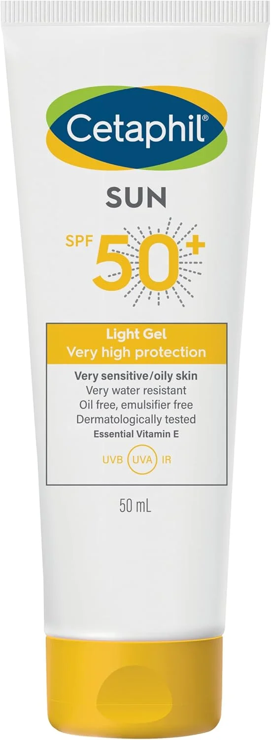 ژل ضد آفتاب سبک Cetaphil Sun SPF 50+، مرطوب کننده صورت و بدن برای آقایان و بانوان، پوست حساس، محافظت بسیار بالا و بسیار مقاوم در برابر آب، بدون عطر، 50 میلی لیتر