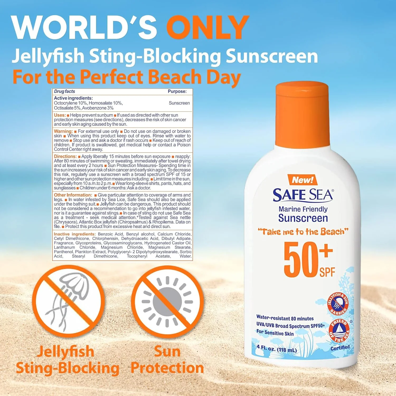 لوسیون ضد آفتاب سیف سی SPF50+ - لوسیون محافظت کننده در برابر عروس دریایی و شپش دریایی. بسیار مقاوم در برابر آب، مناسب پوست های حساس و محافظت کننده از صخره های مرجانی. فاقد پارابن، اکسی بنزون و اکتینوکسات، 118 میلی لیتر