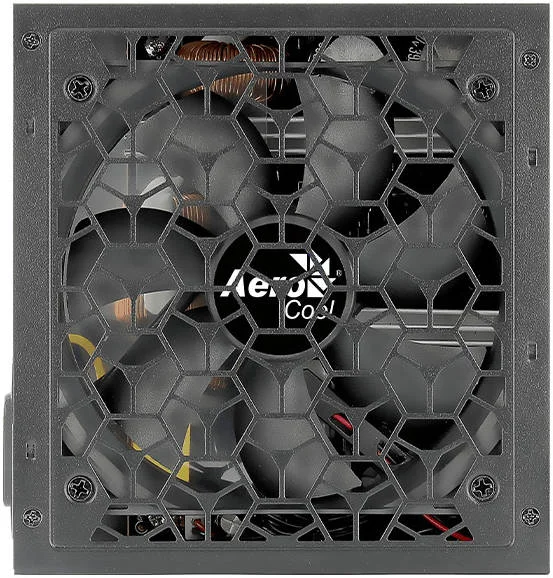 منبع تغذیه 750 وات AeroCool Aero Bronze بدون ماژولار، بازدهی تا 90%+ با گواهینامه 80Plus Bronze 230V، خازن های اصلی ژاپنی 105 درجه سانتیگراد، فن 120 میلی متری فشار قوی با کنترل سرعت