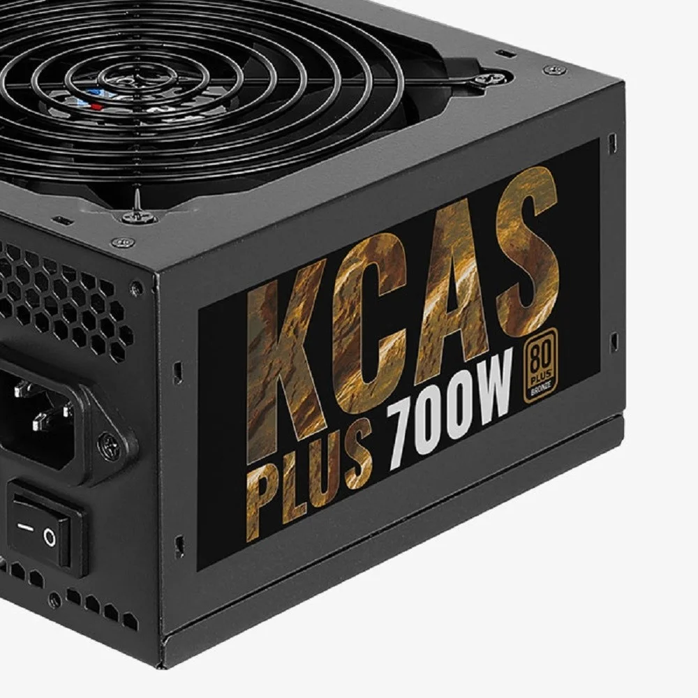 منبع تغذیه 700 وات Aerocool Kcas Plus، دارای گواهینامه 80Plus Bronze، مدار تبدیل DC به DC، فن 12 سانتی متری بی صدا، ریل تکی +12 ولت | KCAS PLUS 70W