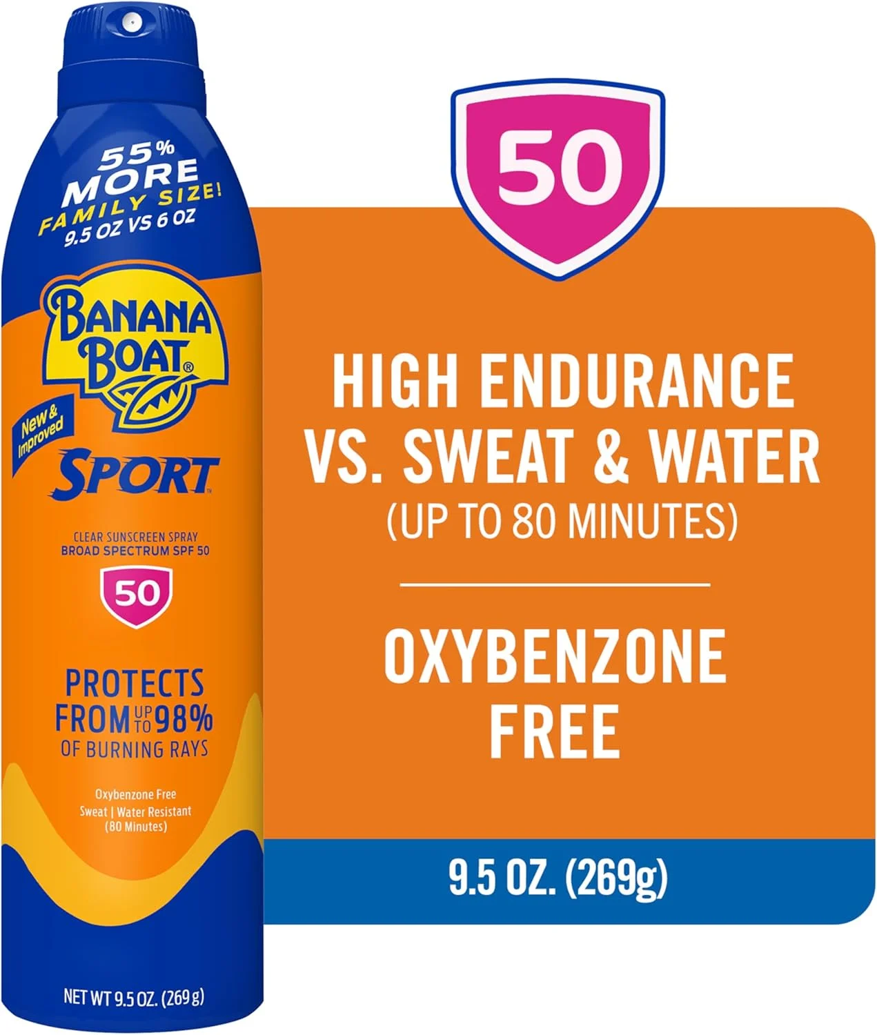 اسپری ضد آفتاب Banana Boat مدل Sport Ultra Mist با طیف گسترده - SPF 50، حجم 280 میلی لیتر
