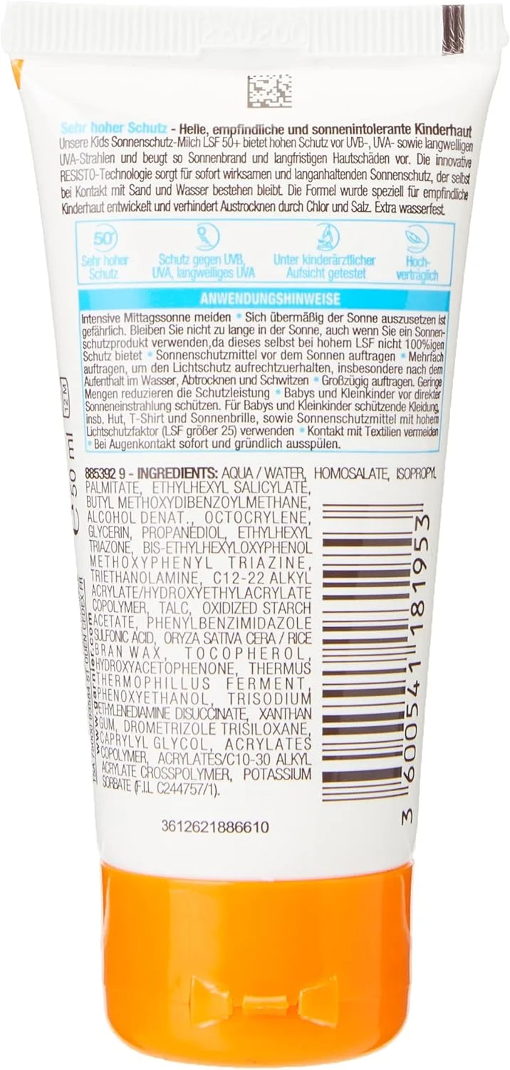 کرم ضد آفتاب کودک گارنیه آمبر سولر، بسیار مقاوم در برابر آب، SPF 50+، بسته 1 عددی - 50 میلی لیتر (بسته بندی ممکن است متفاوت باشد) کرم ضد آفتاب کودک گارنیه آمبر سولر، بسیار مقاوم در برابر آب، SPF 50+، بسته 1 عددی - 50 میلی لیتر (بسته بندی ممکن است متفاوت باشد)