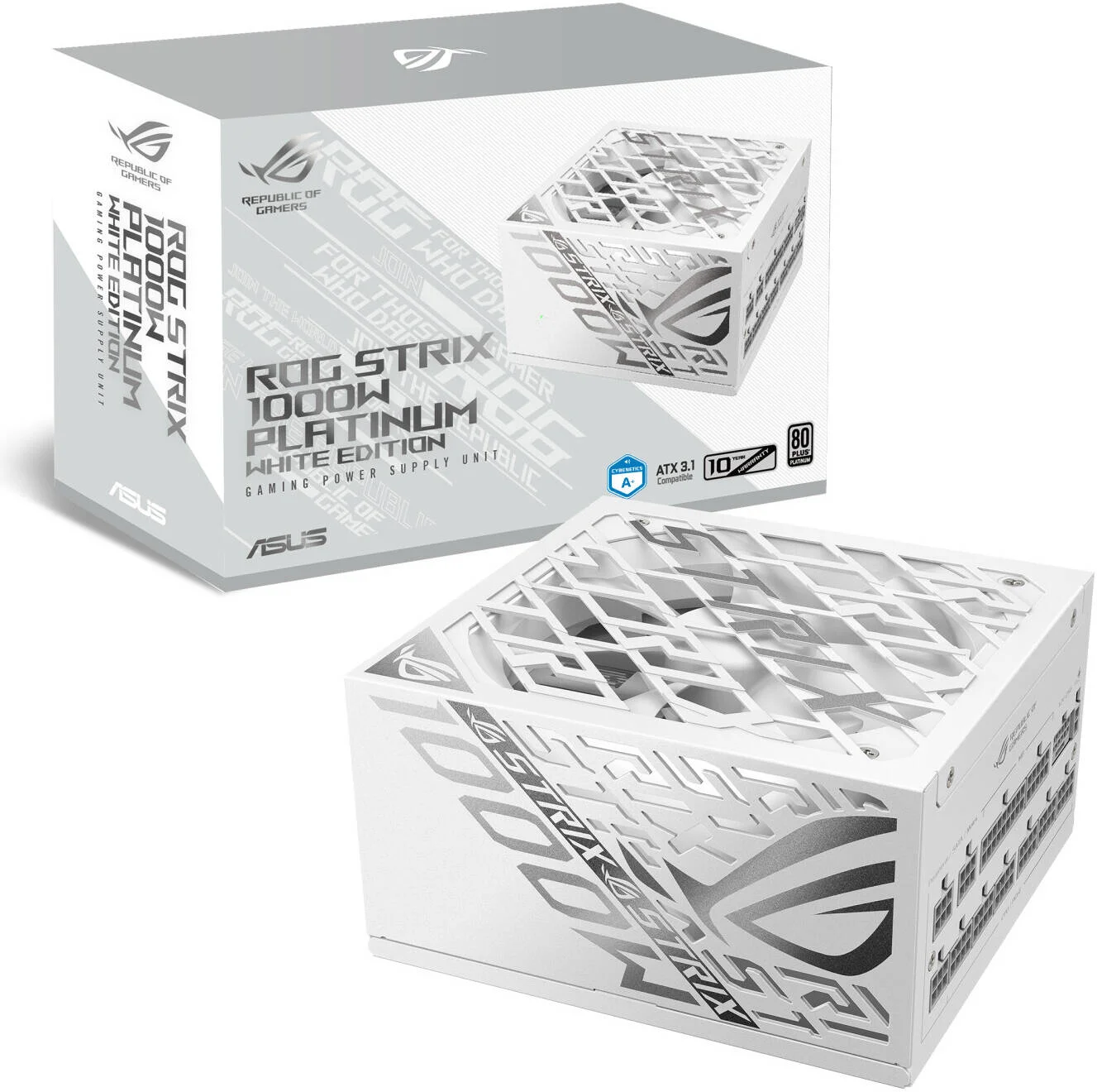منبع تغذیه 1000 وات پلاتینیوم کاملاً ماژولار ایسوس ROG Strix، راندمان 80 PLUS پلاتینیوم، PFC فعال، GaN MOSFET، سازگار با ATX 3.1، سایبرنتیک Lambda A+، بلبرینگ فن دوگانه، سفید | 90YE00W4-B0NA00 منبع تغذیه 1000 وات پلاتینیوم کاملاً ماژولار ایسوس ROG Strix، راندمان 80 PLUS پلاتینیوم، PFC فعال، GaN MOSFET، سازگار با ATX 3.1، سایبرنتیک Lambda A+، بلبرینگ فن دوگانه، سفید | 90YE00W4-B0NA00