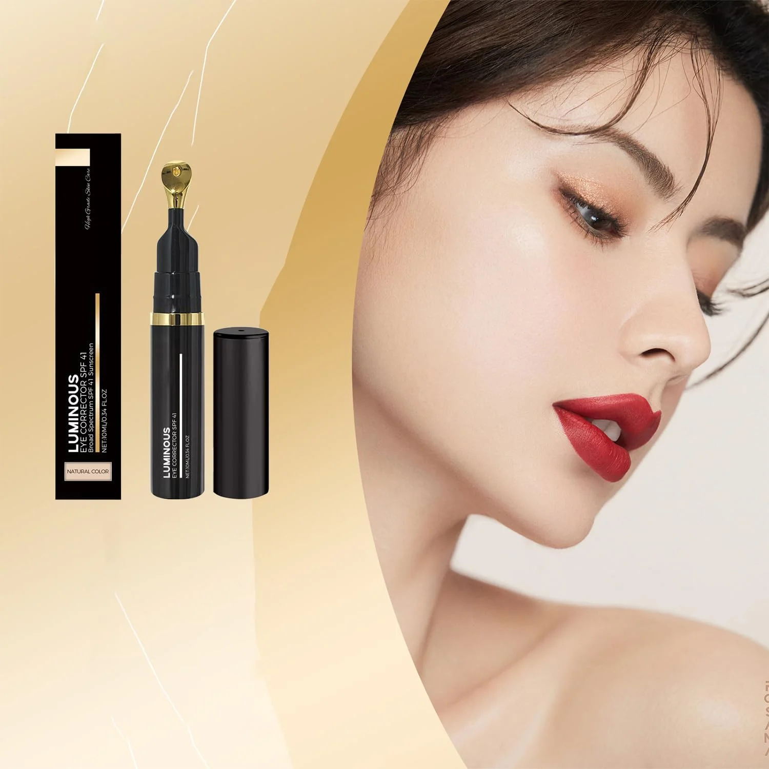 کرم دور چشم درخشان، محافظت طیف گسترده SPF 41، درمان تیرگی دور چشم، کرم رنگی ضد پیری، سرم آبرسان