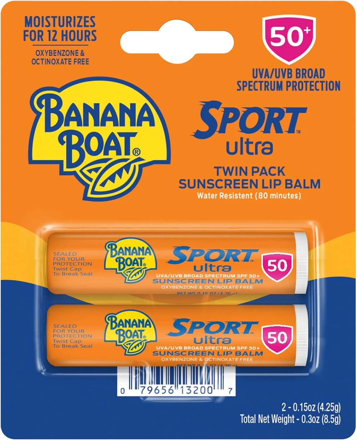 بالم لب ضد آفتاب Banana Boat Sport Ultra SPF 50، بسته 2 عددی | بالم لب SPF 50، ضد آفتاب بدون اکسی بنزون، محافظ لب در برابر آفتاب، ضد آفتاب سایز مسافرتی برای لب SPF 50، بسته دوقلو