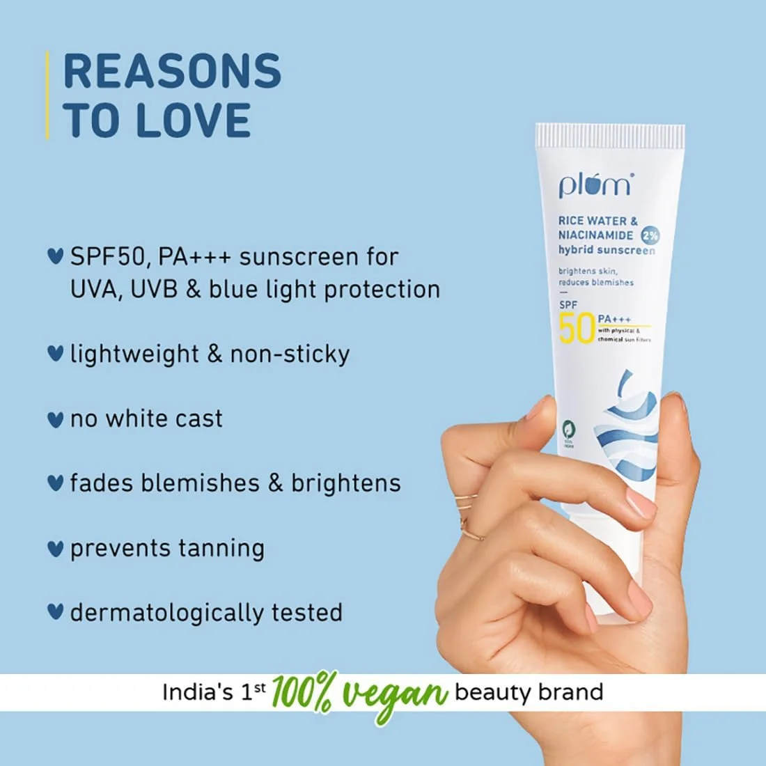 کرم ضد آفتاب حاوی نیاسینامید ۲% و آب برنج | محافظت در برابر UVA/UVB | کاهش تیرگی و روشن کننده پوست | بدون ایجاد سفیدی، غیر چسبنده | مناسب انواع پوست | خانم ها و آقایان | کاملا گیاهی | ۵۰ گرم