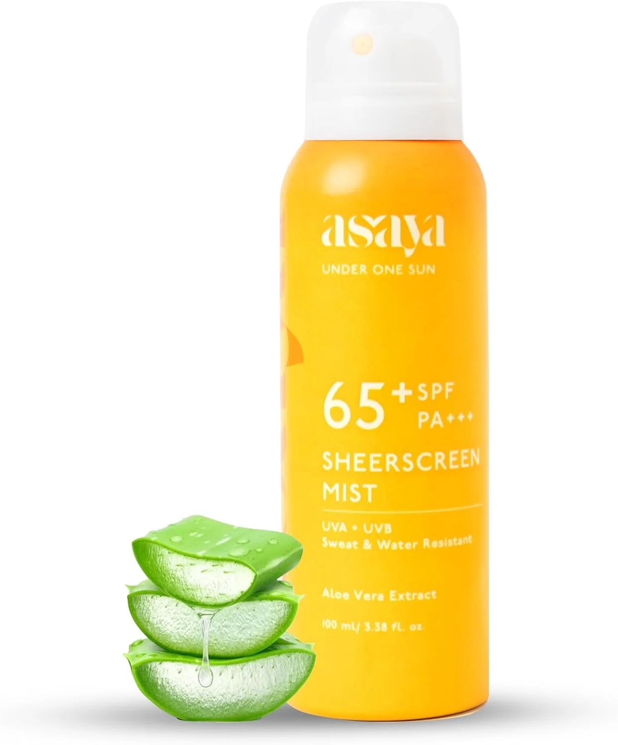 اسپری ضد آفتاب بی رنگ آسایا با SPF 65+ و مقاومت در برابر آب | محافظت طیف گسترده UVA/B | محافظت در برابر نور آبی | خشک شدن سریع و سبک | بدون ایجاد رد سفیدی و پوشش نامرئی | پوشش مات | حاوی آلوئه ورا