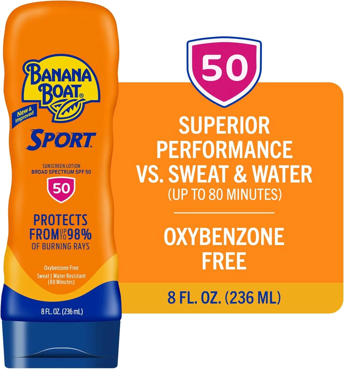 لوسیون ضد آفتاب طیف گسترده Banana Boat Sport Ultra، محافظت از مرجان، SPF 50، 236 میلی لیتر