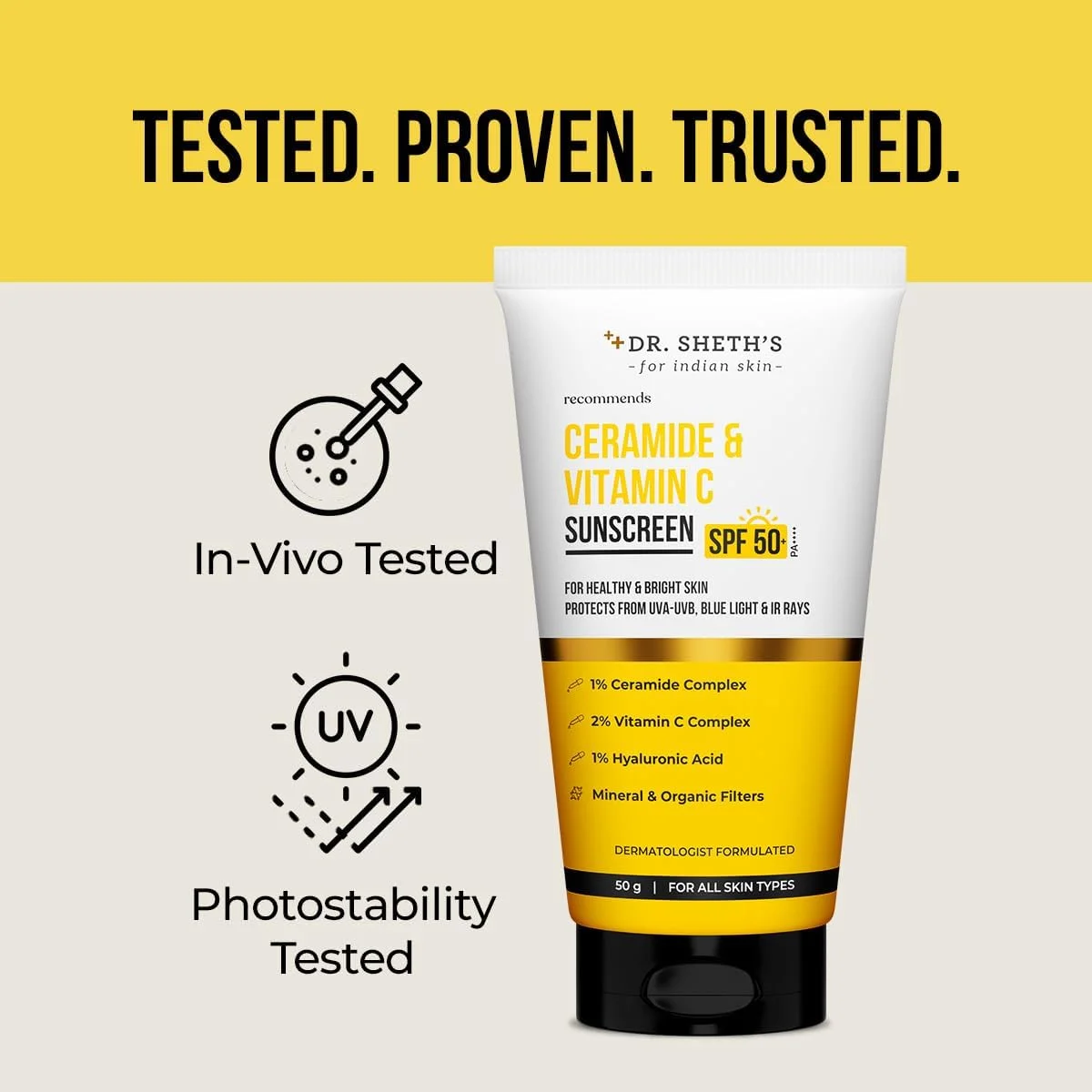کرم ضد آفتاب SPF 50 دکتر شث با سرامید و ویتامین C برای پوست های چرب، حساس و خشک | برای آبرسانی شدید | غیر چرب، جذب سریع | بدون اثر سفیدی | PA+++ | برای خانم ها و آقایان | 50 گرم کرم ضد آفتاب SPF 50 دکتر شث با سرامید و ویتامین C برای پوست های چرب، حساس و خشک | برای آبرسانی شدید | غیر چرب، جذب سریع | بدون اثر سفیدی | PA+++ | برای خانم ها و آقایان | 50 گرم