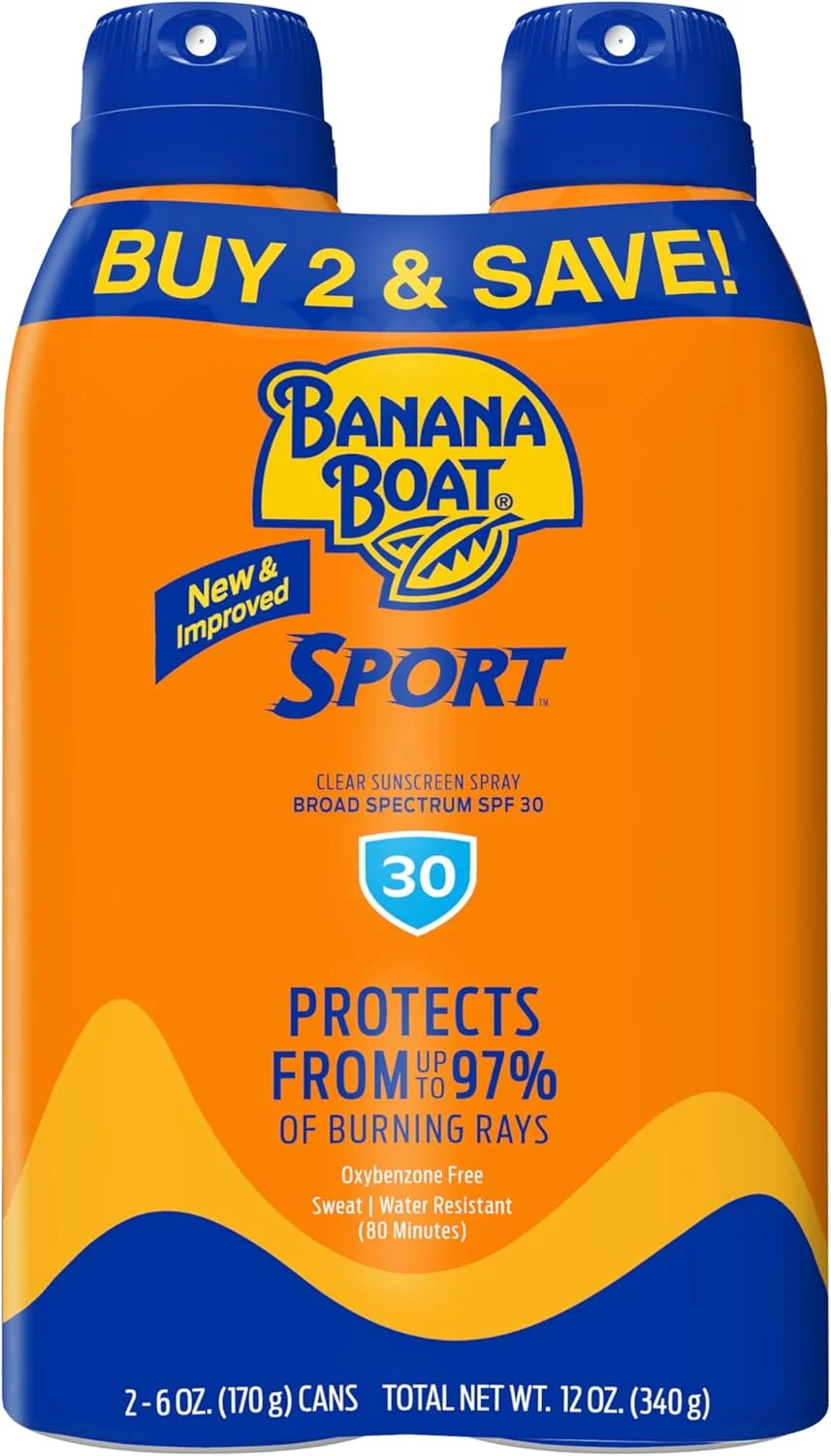 اسپری ضد آفتاب طیف گسترده عملکرد ورزشی BANANA BOAT Ultra Mist - بسته دوقلو - SPF 30، 2 عدد، 6OZ