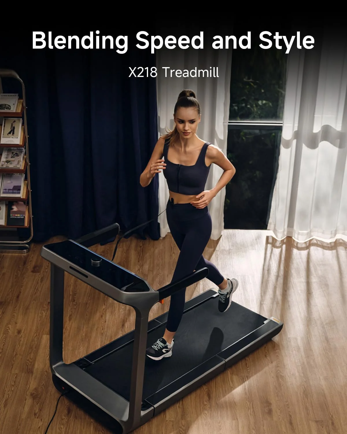 تردمیل برقی تاشو سه گانه WALKINGPAD X218، حداکثر سرعت 18 کیلومتر در ساعت، ظرفیت وزنی 136 کیلوگرم، ناحیه دویدن پهن 510 میلی متر، برنامه های داخلی، نرده های جانبی، تردمیل های اداری خانگی