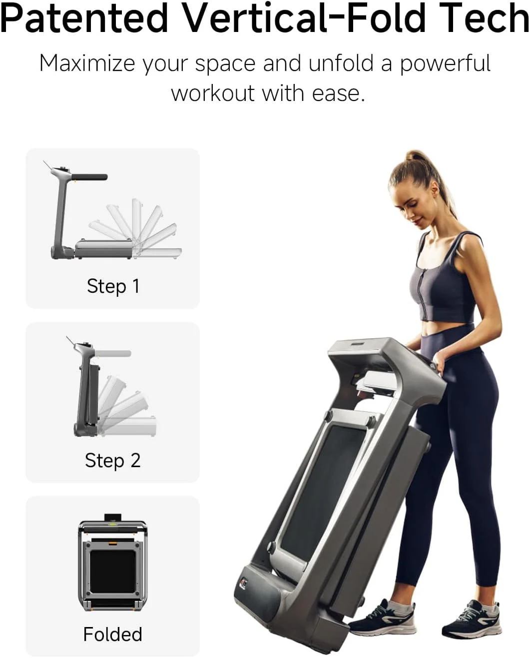 تردمیل برقی تاشو سه گانه WALKINGPAD X218، حداکثر سرعت 18 کیلومتر در ساعت، ظرفیت وزنی 136 کیلوگرم، ناحیه دویدن پهن 510 میلی متر، برنامه های داخلی، نرده های جانبی، تردمیل های اداری خانگی