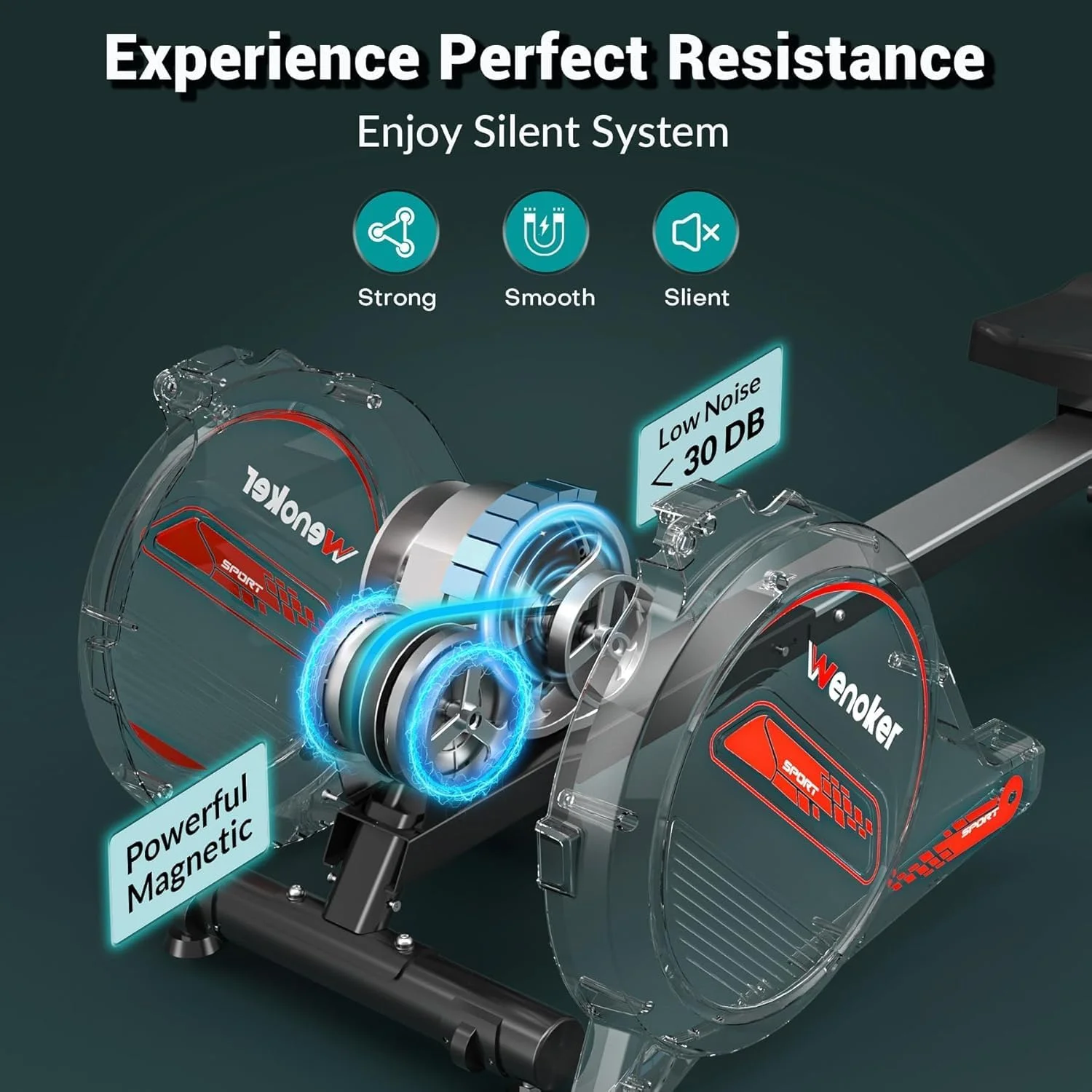 دستگاه روئینگ مغناطیسی ونوکر برای منزل، ظرفیت 158 کیلوگرم، ریل بلند و جمع و جور با نمایشگر دیجیتال و نگهدارنده تبلت، صندلی ارگونومیک، چرخ های حمل و نقل و صرفه جویی در فضا