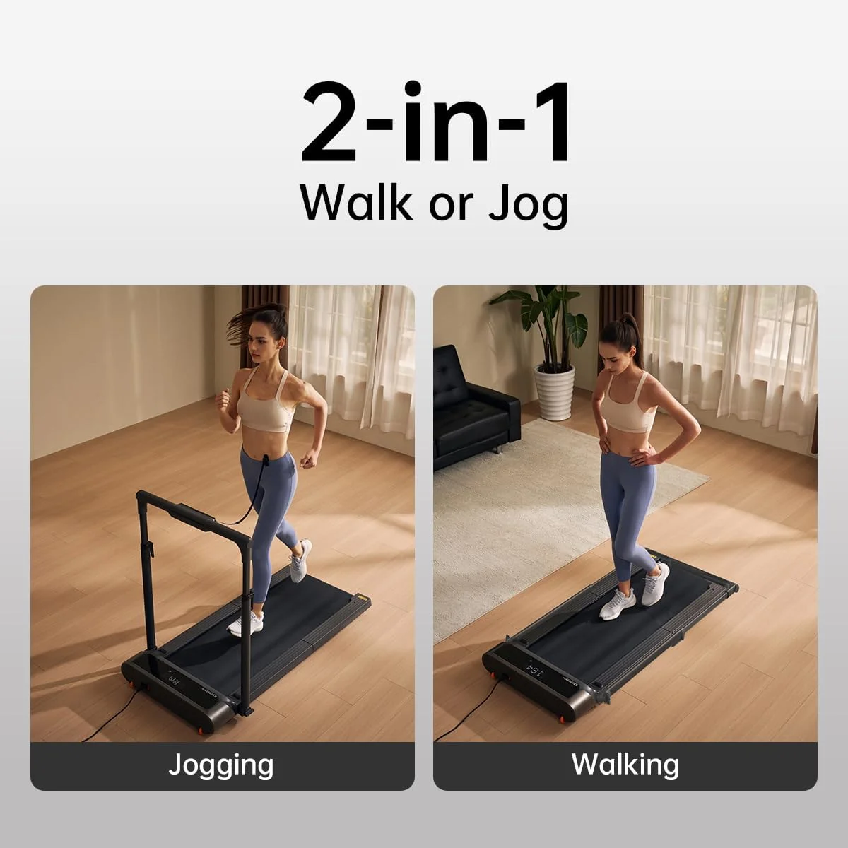 تردمیل تاشو هیبریدی WALKINGPAD R3 - تردمیل خانگی اداری با سرعت 12 کیلومتر در ساعت، حداکثر وزن کاربر 120 کیلوگرم، کنترل از طریق برنامه و ریموت، دارای دسته، طراحی جمع و جور و آسان برای نگهداری