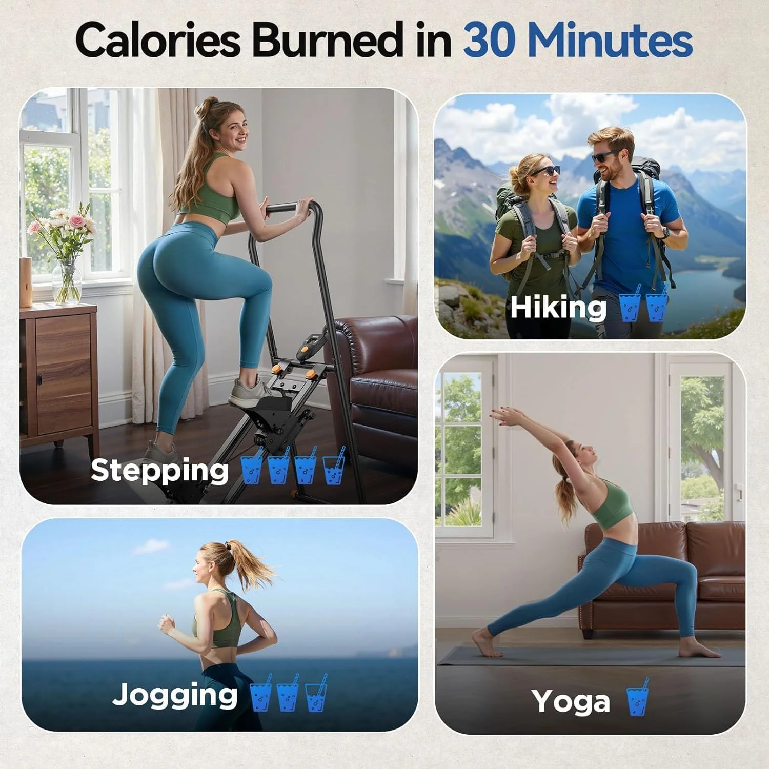 دستگاه استپر عمودی جمع و جور برای تمرینات کاردیو کل بدن، دستگاه پله تاشو با دامنه پله گسترده، دسته و پدال قابل تنظیم، تحمل وزن تا 136 کیلوگرم