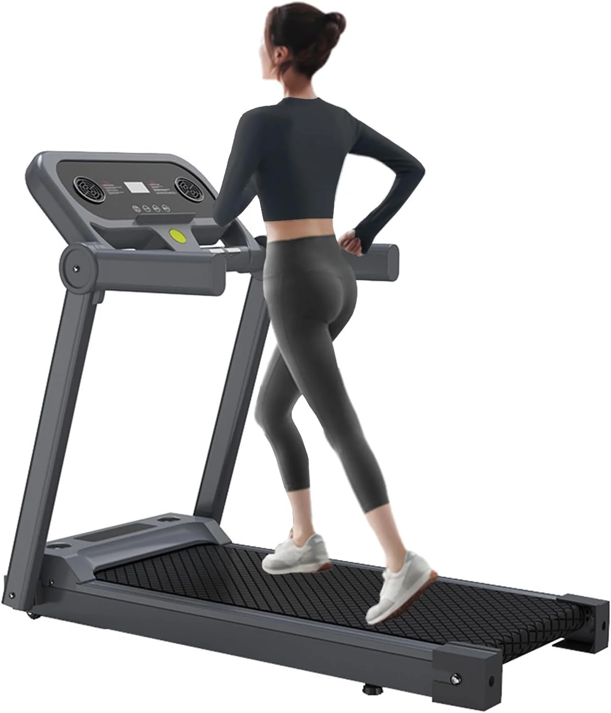 تردمیل خانگی، تردمیل تاشو براشلس بی صدا 3.0 اسب بخار با سنسور ضربان قلب، ظرفیت وزنی 150 کیلوگرم، سیستم کوسن دوگانه، بلندگوی بلوتوث، غلتک زیرین