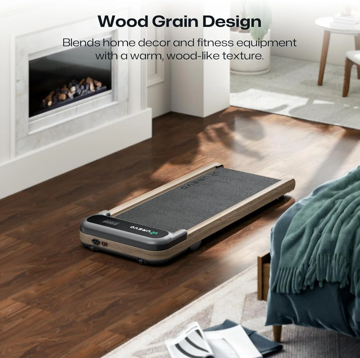 پد پیاده روی E4W با حالت های MIIT، تردمیل چوبی زیر میزی، تردمیل خانگی با قابلیت اتصال و استفاده آسان، دستگاه دویدن با بالشتک HiveTech، ریموت کنترل هوشمند APP و نمایشگر LED