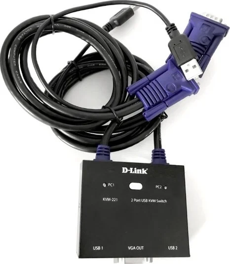 سوییچ KVM دو پورت USB دی-لینک مدل KVM-221 با پشتیبانی از صدا