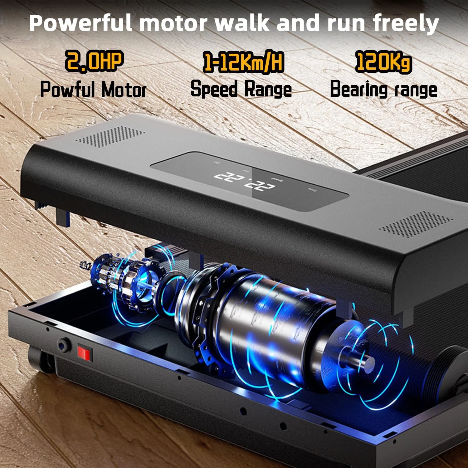 تردمیل پیاده‌روی 3 در 1، تردمیل تاشو برای دویدن و پیاده‌روی، دستگاه ورزشی کم صدا 2.0 اسب بخار مناسب استفاده زیر میز برای خانه و محل کار به همراه ریموت کنترل و اپلیکیشن